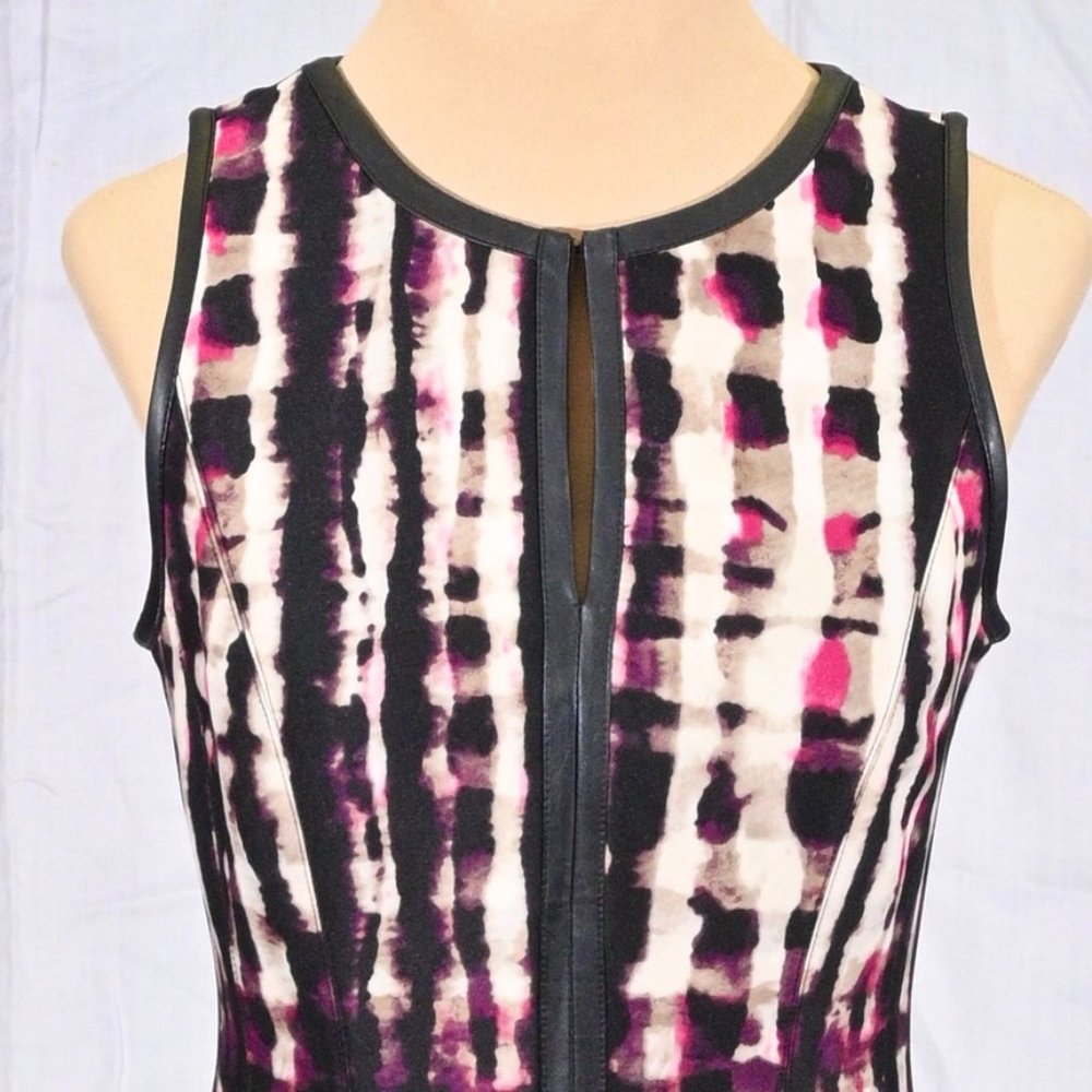 Vince Camuto Water Color Dress with Leather Detail